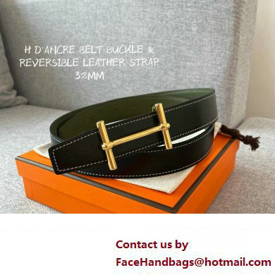 Hermes H d'Ancre belt buckle  &  Reversible leather strap 32 mm 01 2023